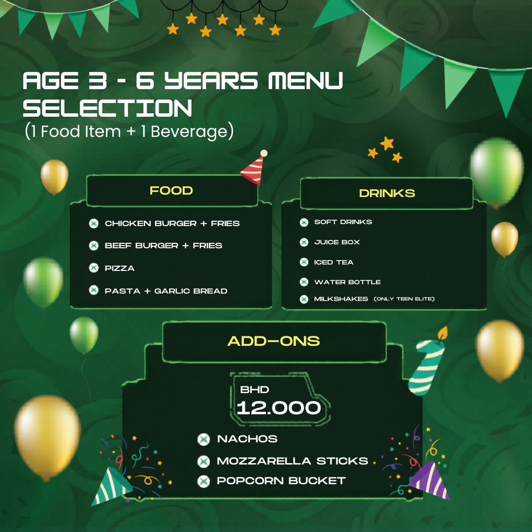 Teen Food Menu